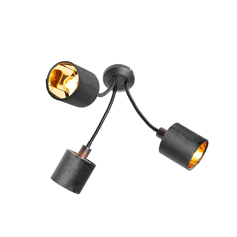 Neu 🎉 QAZQA Moderne Deckenleuchte schwarz mit Schirm schwarz 3-flammig - Merwe 🤩 8 Neu 🎉 QAZQA Moderne Deckenleuchte schwarz mit Schirm schwarz 3-flammig - Merwe 🤩 – Bild 8