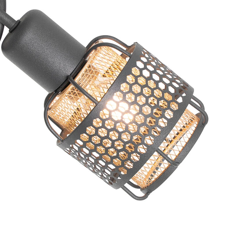 Schlussverkauf ⌛ QAZQA Design-Deckenleuchte Schwarz mit Gold 3-flammig - Noud 🌟 4 Schlussverkauf ⌛ QAZQA Design-Deckenleuchte Schwarz mit Gold 3-flammig - Noud 🌟 – Bild 4