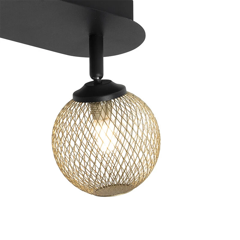 Brandneu 🎉 QAZQA Spot schwarz mit goldenen 2 Lichtern - Athens Wire 🧨 7 Brandneu 🎉 QAZQA Spot schwarz mit goldenen 2 Lichtern - Athens Wire 🧨 – Bild 7