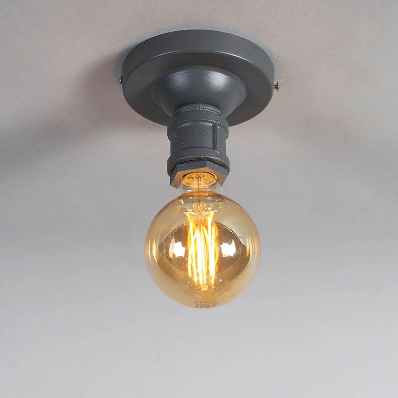 Budget 🌟 QAZQA Industrielle Deckenlampe dunkelgrau - Plumber 1 🛒 2 Budget 🌟 QAZQA Industrielle Deckenlampe dunkelgrau - Plumber 1 🛒 – Bild 2