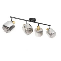 Am billigsten 👏 QAZQA Plafondspot zwart met goud met smoke glas 4-lichts - Zuzanna 💯 -Deckenleuchten Verkaufs-Shop 9132 105505 12