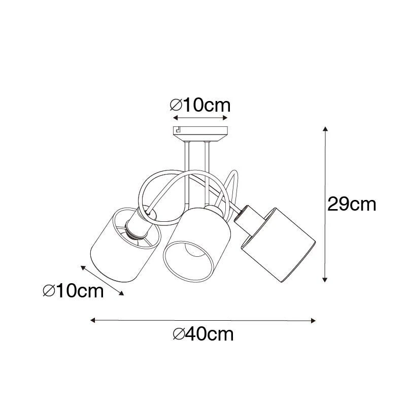 Budget 🔥 QAZQA Deckenfleck schwarz 3-Licht - Hetta ⭐ 4 Budget 🔥 QAZQA Deckenfleck schwarz 3-Licht - Hetta ⭐ – Bild 4