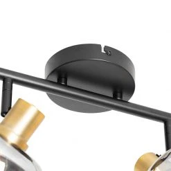 Am billigsten 👏 QAZQA Plafondspot zwart met goud met smoke glas 4-lichts - Zuzanna 💯 -Deckenleuchten Verkaufs-Shop 9151 105505 5