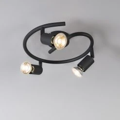 Großhandel 😉 QAZQA Industriell gefleckte schwarze Locken - Jeany 3 😍 -Deckenleuchten Verkaufs-Shop 9188 93279 2