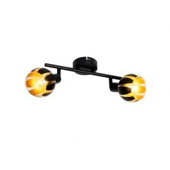 Rabatt 🧨 QAZQA Design Spot schwarz mit goldenen 2 Lichtern - Melone 😀 -Deckenleuchten Verkaufs-Shop 9207 98446 11