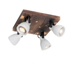 Budget 👏 QAZQA Industrielle Deckenlampe Holz mit Beton 4-flammig - Creto 🌟 -Deckenleuchten Verkaufs-Shop 9215 104422 2