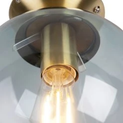 Neu 🎉 QAZQA Art Deco Deckenleuchte Messing mit blauem Glas - Pallon 👏 -Deckenleuchten Verkaufs-Shop 9217 97255 3