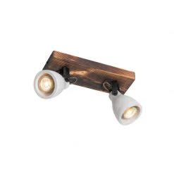 Billig 💯 QAZQA Industrielle Deckenlampe Holz mit Beton 2-flammig - Creto 🎁 -Deckenleuchten Verkaufs-Shop 9256 104420 11