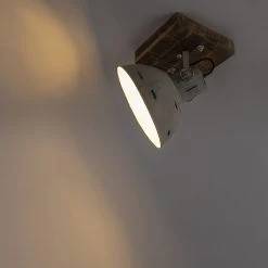 Rabatt 🛒 QAZQA Industriespot weiß mit Mangoholz 30 cm - Mangos 👏 -Deckenleuchten Verkaufs-Shop 9270 98844 10