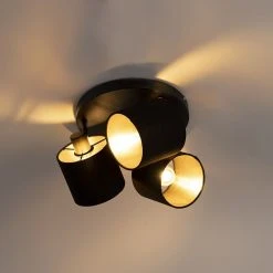 Bestpreis 🔔 Trio Leuchten Moderne Deckenleuchte 3-flammig schwarz mit goldene Innenseite - Tomas ✨ -Deckenleuchten Verkaufs-Shop 9272 98273 10