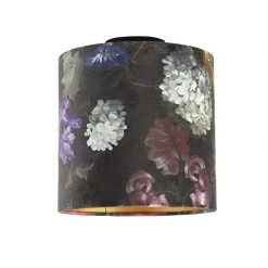 Bester Verkauf 🧨 QAZQA Deckenleuchte mit Schirm Blumen/gold 25 cm - Combi schwarz 🔥 -Deckenleuchten Verkaufs-Shop 9274 98630 9