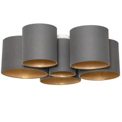 Beste Bewertungen von 💯 QAZQA Plafondlamp taupe met gouden binnenkant 6-lichts - Multidrum 😍 -Deckenleuchten Verkaufs-Shop 9314 105740 9