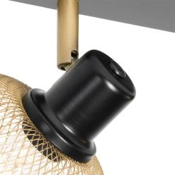 Großhandel 😍 QAZQA Industriespot schwarz mit goldenen 2-flammig - Bliss Mesh 🎁 -Deckenleuchten Verkaufs-Shop 9329 104479 7