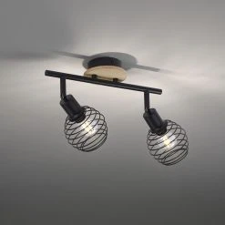 Bestes Angebot 🧨 Paul Neuhaus Design Deckenspot schwarz mit Holz 2-flammig - Profits ⭐ -Deckenleuchten Verkaufs-Shop 9330 105272 5