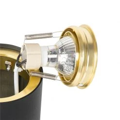 Billig ⭐ QAZQA Deckenstrahler schwarz mit gold dreh- und schwenkbar - Rondoo up ✨ -Deckenleuchten Verkaufs-Shop 9335 104343 10