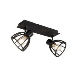 Schlussverkauf 😍 QAZQA Industrielle Deckenlampe schwarz 2-flammig - Fotu 💯 -Deckenleuchten Verkaufs-Shop 9364 102379 2