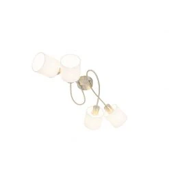 Angebote 🔔 QAZQA Moderne Deckenleuchte Stahl mit weißen Schirmen 4-Licht - Hetta 💯