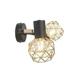 Aktion ❤️ QAZQA Design Spot schwarz mit Gold 2-Licht - Mesh ✔️ -Deckenleuchten Verkaufs-Shop 9385 102188 4