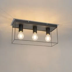 Bestpreis 🤩 QAZQA Minimalistische plafondlamp zwart 3-lichts - Kodi 🛒 -Deckenleuchten Verkaufs-Shop 9392 105601 9