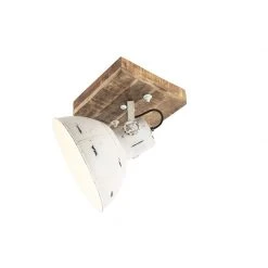 Rabatt 🛒 QAZQA Industriespot weiß mit Mangoholz 30 cm - Mangos 👏 -Deckenleuchten Verkaufs-Shop 9398 98844 5