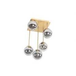 Auslauf 🌟 QAZQA Moderne Deckenleuchte Gold 5-Licht mit Rauchglas - Athen 🎁 -Deckenleuchten Verkaufs-Shop 9400 103140 10