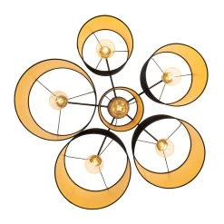 Großhandel 🤩 QAZQA Plafondlamp zwart met gouden binnenkant 6-lichts - Multidrum ⌛ -Deckenleuchten Verkaufs-Shop 9401 105737 7