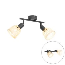 Auslauf 🌟 QAZQA Orientalischer Spot schwarz mit Bambus 2-flammig - Rayan 🔔