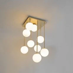 Am billigsten ✔️ QAZQA Moderne Deckenleuchte Gold mit Opalglas 9 Lichter - Athens 🔔 -Deckenleuchten Verkaufs-Shop 9408 105252 10