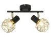 Aktion ❤️ QAZQA Design Spot schwarz mit Gold 2-Licht - Mesh ✔️