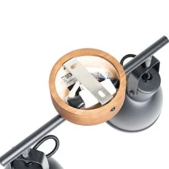 Rabatt ✨ QAZQA Industrie-Spot schwarz mit Holz neigbar 2-flammig - Tommy ✔️ -Deckenleuchten Verkaufs-Shop 9449 105644 10