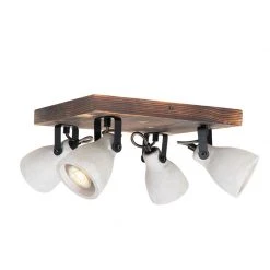 Budget 👏 QAZQA Industrielle Deckenlampe Holz mit Beton 4-flammig - Creto 🌟 -Deckenleuchten Verkaufs-Shop 9512 104422 10