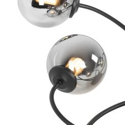 Brandneu 🎁 QAZQA Moderne Deckenleuchte schwarz 6-Lichter mit Rauchglas - Athen 💯 -Deckenleuchten Verkaufs-Shop 9549 103122 3