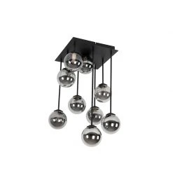 Bester Verkauf 🥰 QAZQA Moderne Deckenleuchte schwarz 9-Licht mit Rauchglas - Athen 🛒 -Deckenleuchten Verkaufs-Shop 9557 103129 11