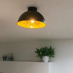 Billig 💯 QAZQA Industriedeckenlampe schwarz mit Gold 30 cm - Magna Basic ✨