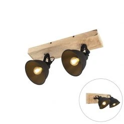 Am billigsten 💯 Leuchten Direct Cool Spot schwarz mit Holz 2 Lichter - Fors 🌟