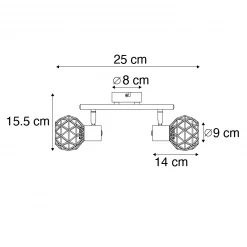 Schlussverkauf 😍 QAZQA Moderner Deckenstrahler schwarz mit zwei kupfernen Lampenschirmen - Mesh 2 🔥 -Deckenleuchten Verkaufs-Shop 9580 92289 4