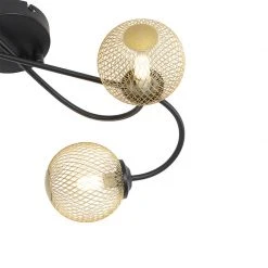 Blitzangebot 🎁 QAZQA Moderne Deckenleuchte schwarz mit goldenen 4 Lichtern - Athens Wire 🤩 -Deckenleuchten Verkaufs-Shop 9593 103144 2