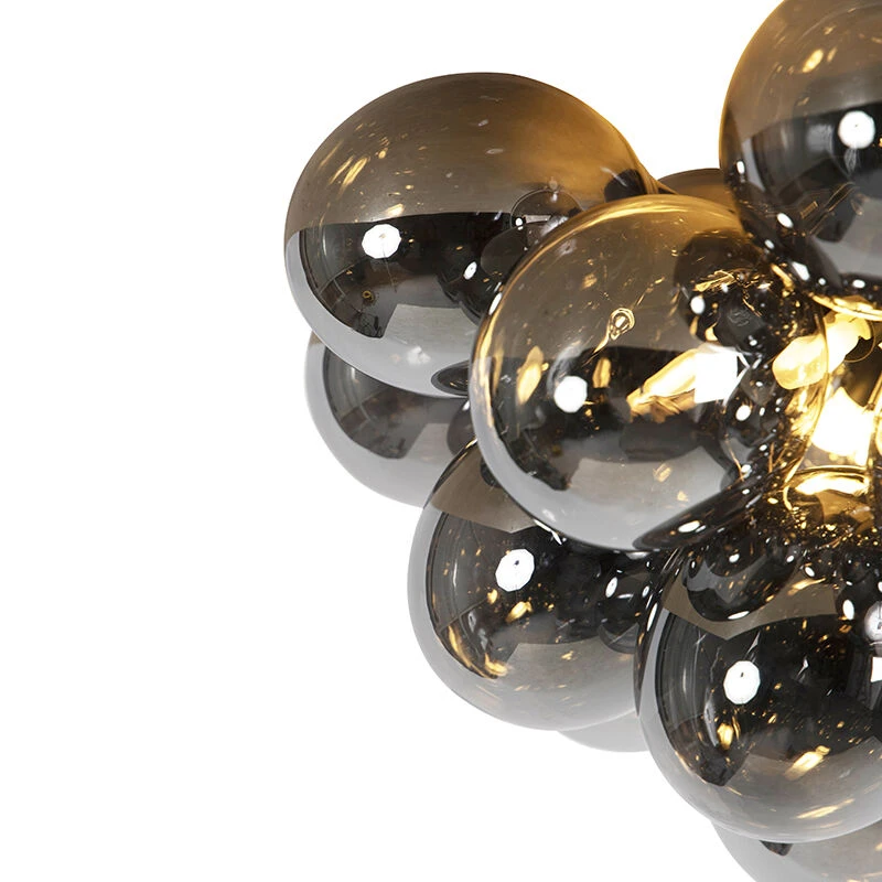 Aktion ❤️ QAZQA Design Deckenleuchte schwarz mit Rauchglas 6 Lampen - Uvas 🔥 2 Aktion ❤️ QAZQA Design Deckenleuchte schwarz mit Rauchglas 6 Lampen - Uvas 🔥 – Bild 2