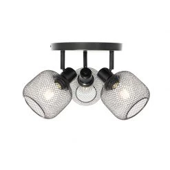 Billig 👍 QAZQA Industriespot schwarz 3-flammig - Bliss Mesh 🧨 -Deckenleuchten Verkaufs-Shop 9692 104480 9