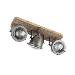 Brandneu 🧨 QAZQA Industriespot Stahl mit Holz kippbar 3-Licht - Emado 😉 -Deckenleuchten Verkaufs-Shop 9693 96670 13