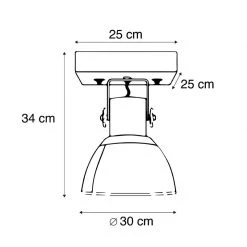 Besorgen ✔️ QAZQA Industrie Spot schwarz mit Mangoholz 30 cm - Mangos ⌛ -Deckenleuchten Verkaufs-Shop 9703 98836 4