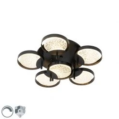 Besorgen ❤️ QAZQA Deckenleuchte schwarz 42 cm inkl. LED 3-stufig dimmbar - Patrick 🎉