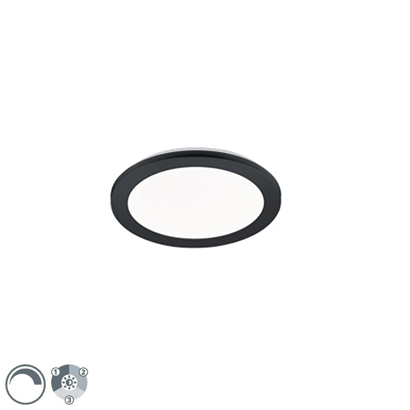 Budget 🧨 Trio Leuchten Deckenleuchte rund schwarz 26 cm inkl. LED 3-stufig dimmbar IP44 - Lope 👍 1 Budget 🧨 Trio Leuchten Deckenleuchte rund schwarz 26 cm inkl. LED 3-stufig dimmbar IP44 - Lope 👍