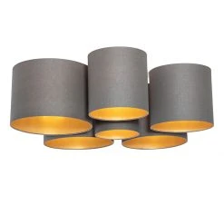 Beste Bewertungen von 💯 QAZQA Plafondlamp taupe met gouden binnenkant 6-lichts - Multidrum 😍 -Deckenleuchten Verkaufs-Shop 9751 105740 5