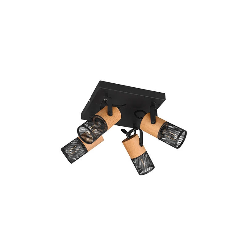 Besorgen 💯 Trio Leuchten Industrielle Deckenleuchte schwarz mit Holz 4-Licht - Manon 🤩 2 Besorgen 💯 Trio Leuchten Industrielle Deckenleuchte schwarz mit Holz 4-Licht - Manon 🤩 – Bild 2