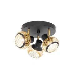 Großhandel 😍 QAZQA Modernes Punktschwarz mit Gold 3-Licht - Lucas 🌟 -Deckenleuchten Verkaufs-Shop 9838 105155 4