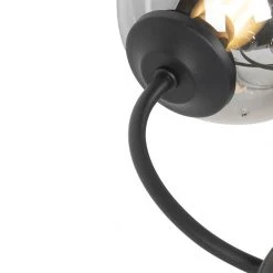 Brandneu 🎁 QAZQA Moderne Deckenleuchte schwarz 6-Lichter mit Rauchglas - Athen 💯 -Deckenleuchten Verkaufs-Shop 9873 103122 5