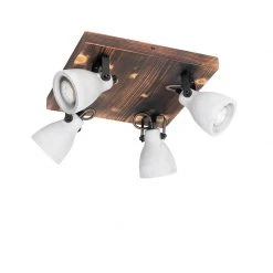Budget 👏 QAZQA Industrielle Deckenlampe Holz mit Beton 4-flammig - Creto 🌟 -Deckenleuchten Verkaufs-Shop 9874 104422 15