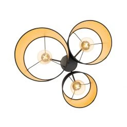 Bester Verkauf 💯 QAZQA Plafondlamp zwart met gouden binnenkant 3-lichts - Multidrum ✔️ -Deckenleuchten Verkaufs-Shop 9895 105735 7