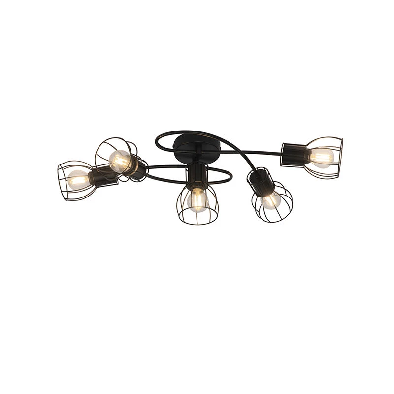 Am billigsten 🌟 QAZQA Moderne Deckenleuchte schwarz 59 cm 5-Licht - Botu 😀 5 Am billigsten 🌟 QAZQA Moderne Deckenleuchte schwarz 59 cm 5-Licht - Botu 😀 – Bild 5